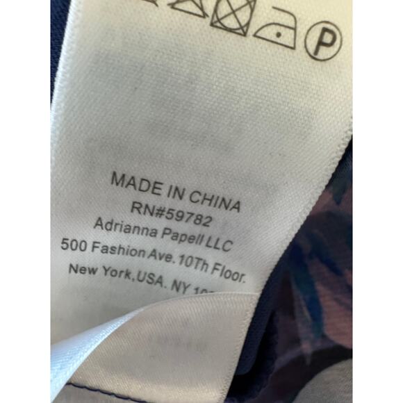 New ADRIANNA PAPELL Women's Navy Multi Floral Print Chiffon Maxi Dress Size 8 - Picture 9 of 10